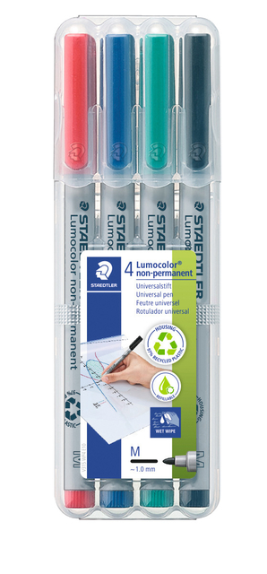 Viltstift Staedtler Lumocolor 315 non permanent M assorti 4 stuks