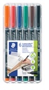 Viltstift Staedtler Lumocolor 318 permanent F set à 6 stuks assorti