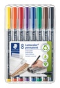 Feutre Staedtler Lumocolor 318 permanent Fin 8 pièces assorti