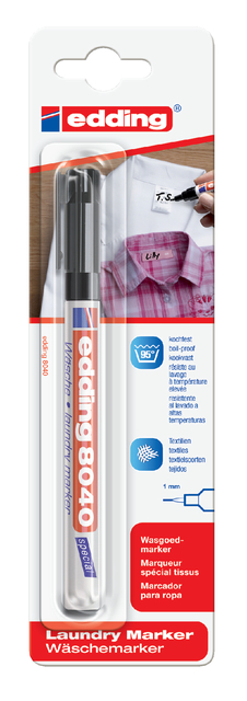 Wasgoedmarker edding 8040 rond 1mm zwart in blister