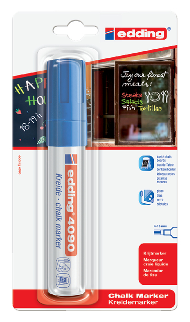 Marqueur Vitre edding 4090 biseau 4-15mm bleu blister