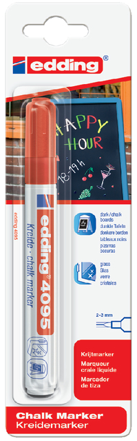 Marqueur craie edding 4095 ogive 2-3mm rouge blister 1 pièce
