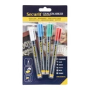Krijtstift Securit SMA-100 rond 1-2mm wit/blauw/groen/rood blister à 4 stuks