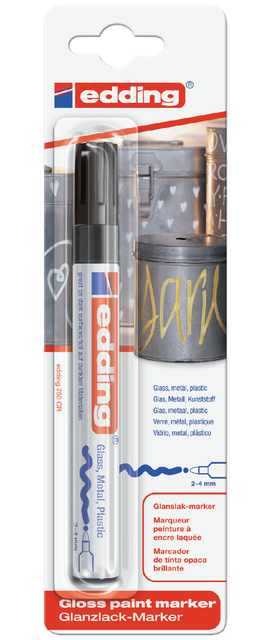 Paintmarker edding 750 op oliebasis 2-4mm zwart blister à 1 stuk