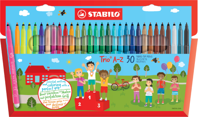 Viltstift STABILO Trio A-Z 378/30 assorti etui à 30 stuks