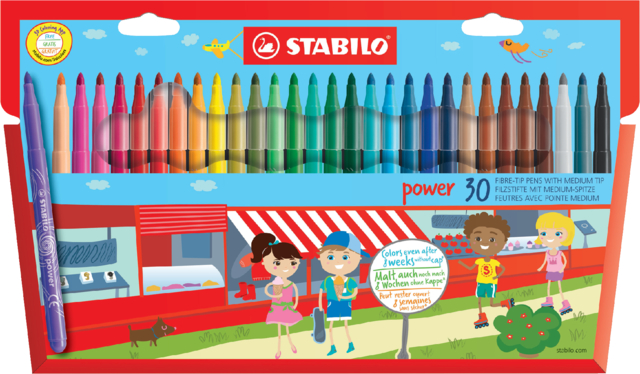 Viltstift STABILO power 280/30 assorti etui à 30 stuks