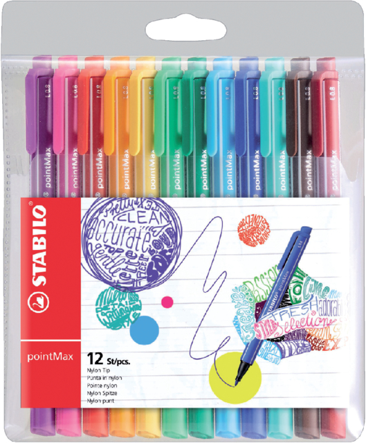 Viltstift STABILO pointMax 488/12 assorti etui à 12 stuks