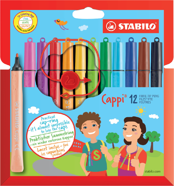 Feutre STABILO Cappi 168/12 Medium assorti étui 12 pièces