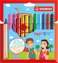 Viltstift STABILO Cappi 168/12 medium assorti etui à 12 stuks