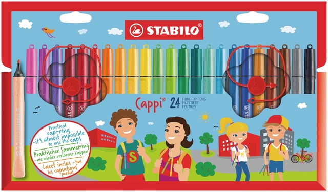 Feutre STABILO Cappi 168/24 Medium assorti étui 24 pièces