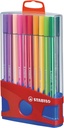 Viltstift STABILO Pen 68/20 ColorParade in rood/blauw etui M ass 20st
