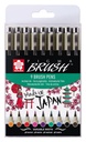 Viltift met brushpen Bruynzeel Sakura Pigma etui à 9 kleuren