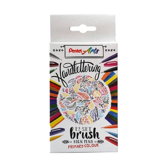 Feutre Pinceau Pentel SES15C Sign Artist couleurs standard assorti boîte 12 pièces
