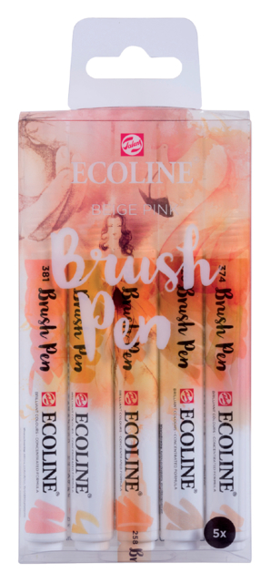 Brushpen Talens Ecoline set á 5 stuks beige roze