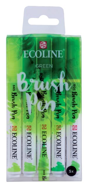 Brushpen Talens Ecoline set á 5 stuks groen