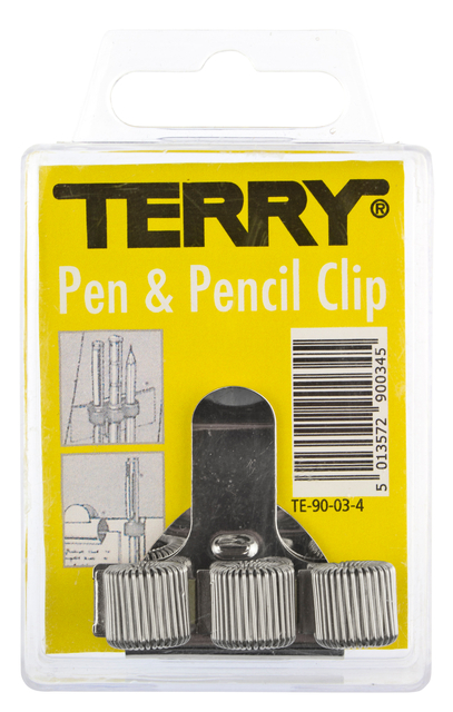 Clip Terry pour 3 stylos/crayons argent