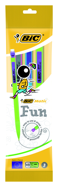 Portemine BIC Matic Fun HB 0,7mm blister 3 pièces