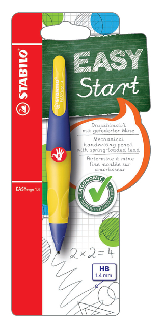 Vulpotlood STABILO Easyergo HB 1.4mm rechtshandig paars/neon geel blister à 1 stuk