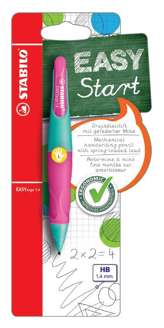 Portemine STABILO EASYergo HB 1,4mm gaucher turquoise/néon jaune blister