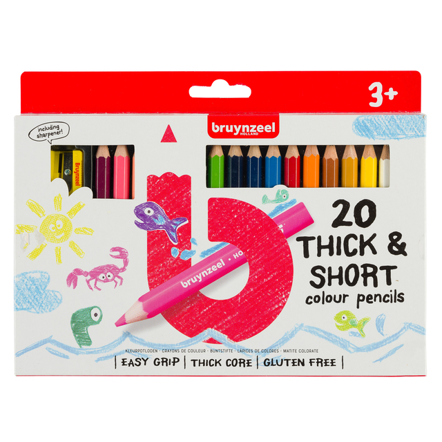 Kleurpotloden Bruynzeel Kids Thick & Short assorti 20 stuks