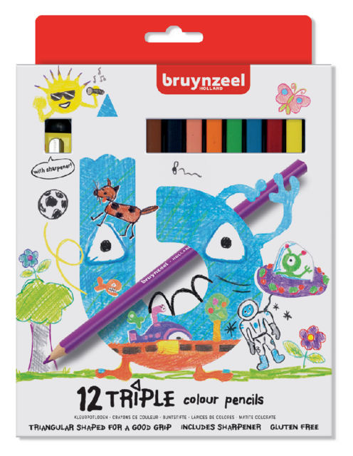 Kleurpotlood Bruynzeel Kids Triple set á 12 stuks assorti