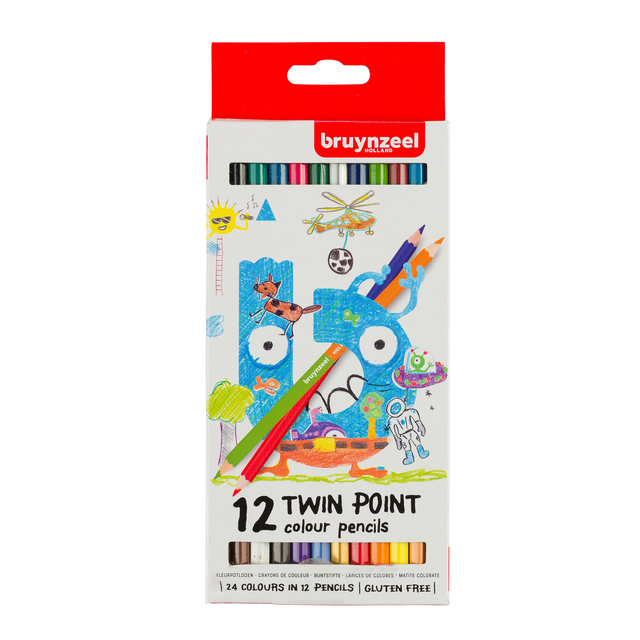 Kleurpotloden Bruynzeel Kids Twin Point assorti 12 stuks