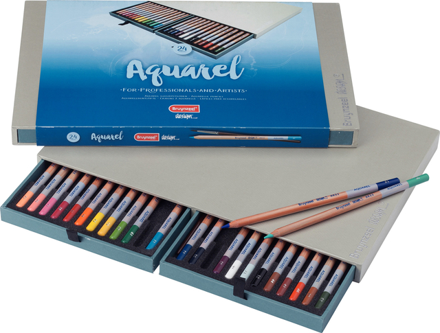 Crayon aquarelle Bruynzeel Design boîte luxeuse 24 couleurs