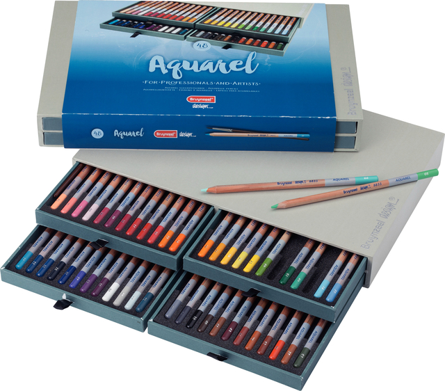 Kleurpotloden Bruynzeel Design met luxe bewaardoos aquarel ass 48st