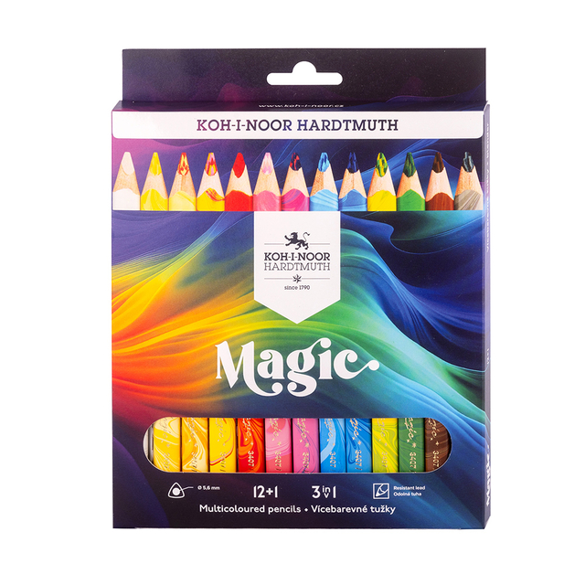 Kleurpotloden Koh-i-Noor Jumbo Magic doos 13 kleuren