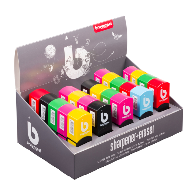 Puntenslijper/ gum Bruynzeel Teens assorti