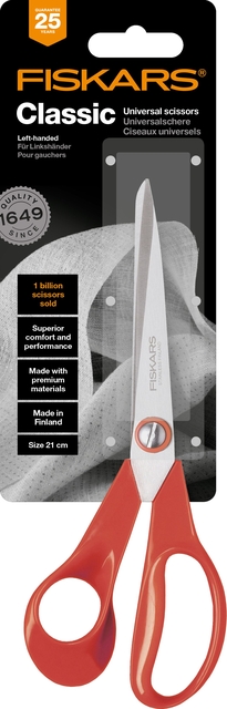 Schaar Fiskars Classic universeel 21cm links rood