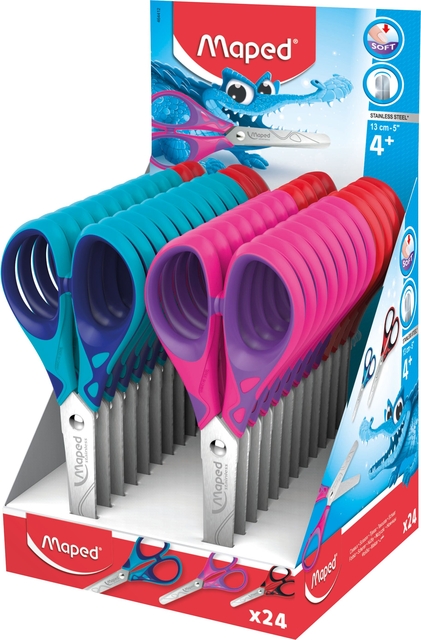 Schaar Maped Essentials Soft 13cm display á 24 stuks assorti