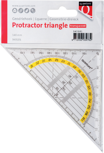 Geodriehoek Quantore 140mm transparant