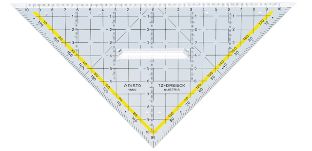 Equerre géométrique Aristo 1650/2 225mm grip transparent