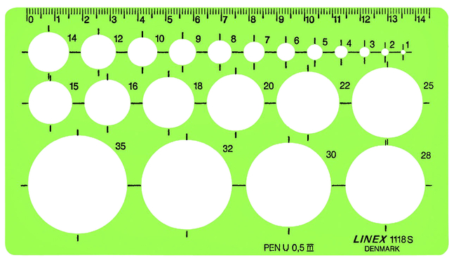 Gabarit de Cercles Linex 22 1-35mm Plots anti-tache vert