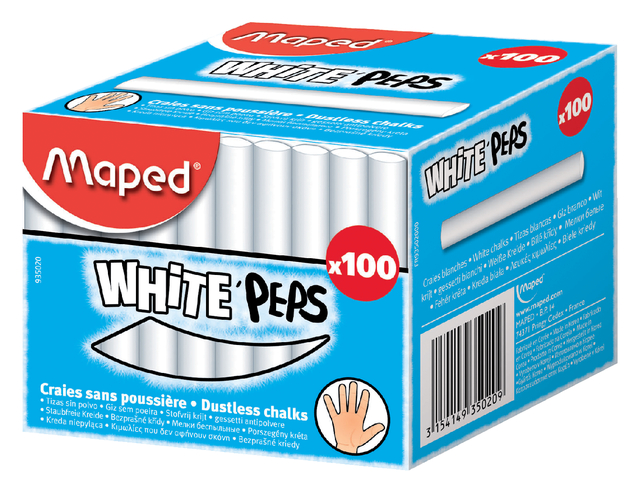 Craie tableau noir Maped White'Peps boîte 100 pièces blanc