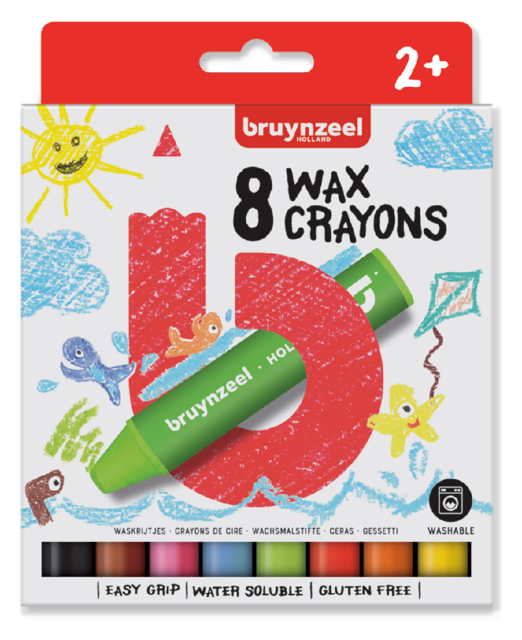 Waskrijt Bruynzeel Kids set à 8 stuks assorti