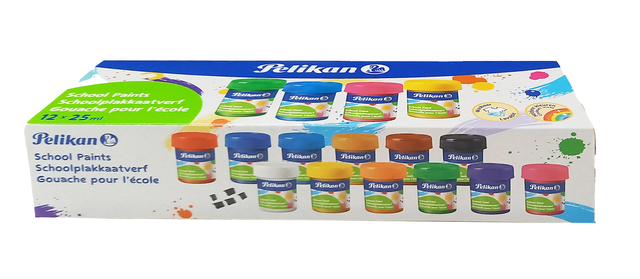 Plakkaatverf Pelikan 20ml assorti doos à 12 potjes