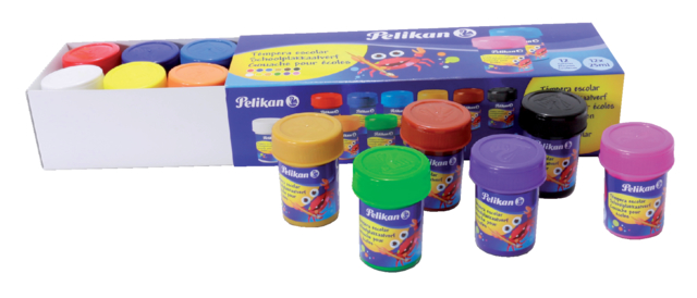 Plakkaatverf Pelikan 20ml assorti doos à 12 potjes