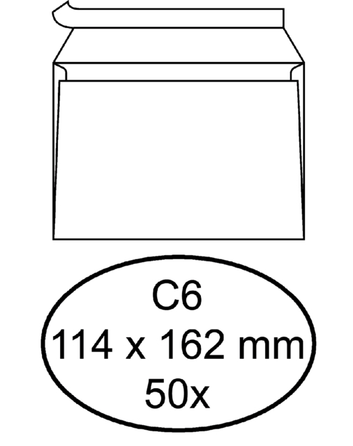 Enveloppe Quantore C6 114x162mm autocollante blanc 50 pièces