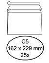 Enveloppe Quantore C5 162x229mm autocollante blanc 25 pièces