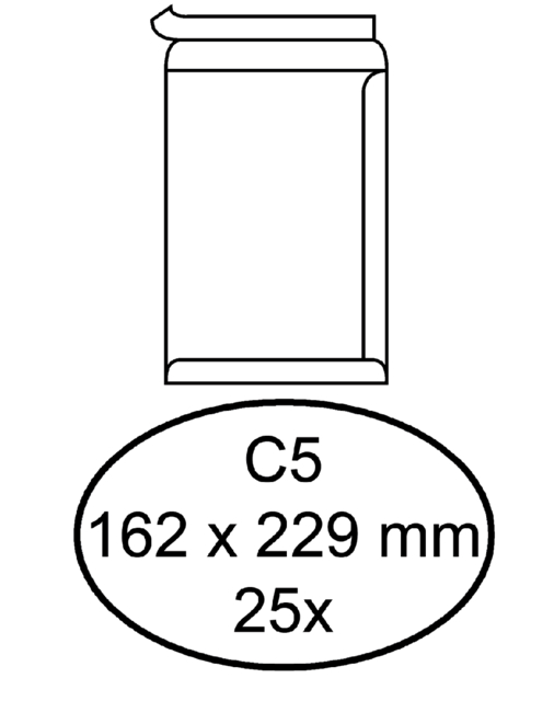 Envelop Quantore akte C5 162x229mm zelfklevend wit 25 stuks