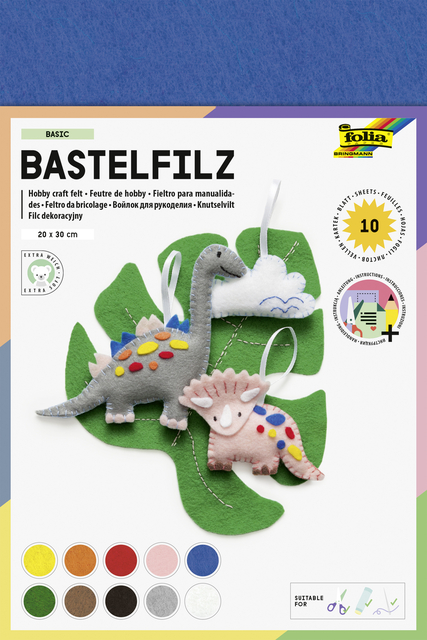 Vilt Folia 20x30cm 150gr 10 vel assorti kleuren