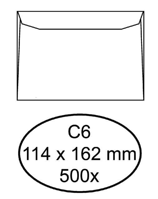 Enveloppe Quantore C6 114x162mm gommée blanc 500 pièces