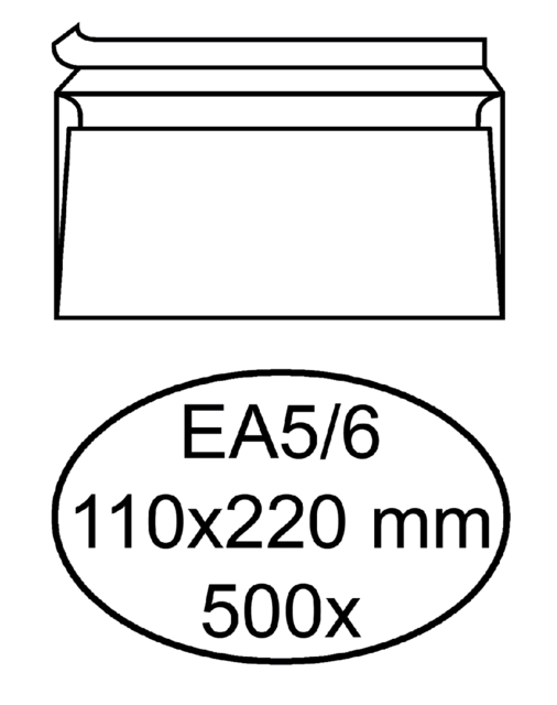 Enveloppe Quantore EA5/6 110x220mm autocollante blanc 500 pièces