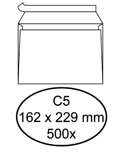 Enveloppe Quantore C5 162x229mm autocollante blanc 500 pièces