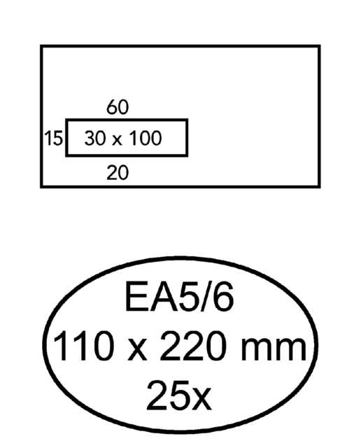 Enveloppe Quantore 110x220mm fenêtre gauche 3x10cm autocollante 25 pièces