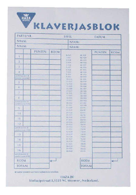 Scoreblok Klaverjas 50vel