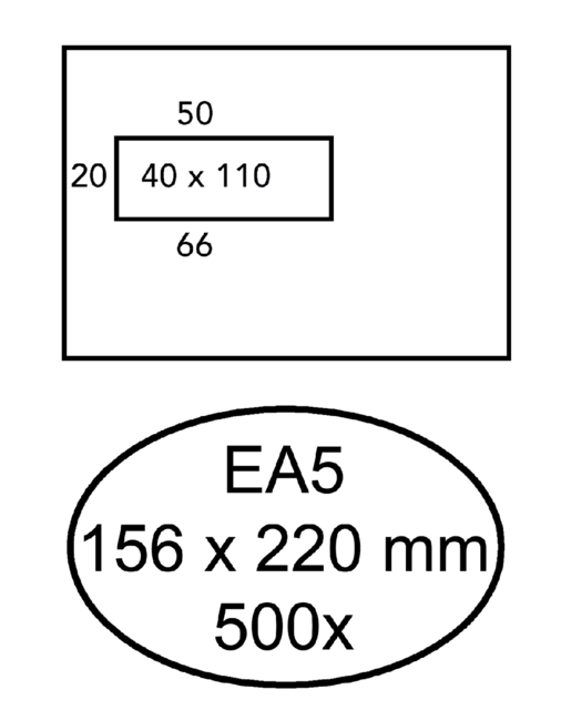 Envelop Hermes EA5 156x220mm venster 4X11links 500 stuks