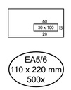 Envelop Hermes EA5/6 110x220mm venster 3x10rechts zelfklevend 500 stuks